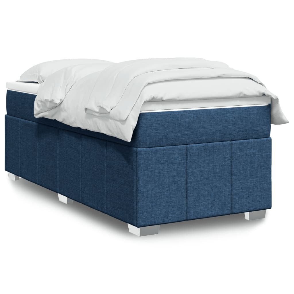 vidaXL Κρεβάτι Boxspring με Στρώμα Μπλε 90x200 εκ.Υφασμάτινο