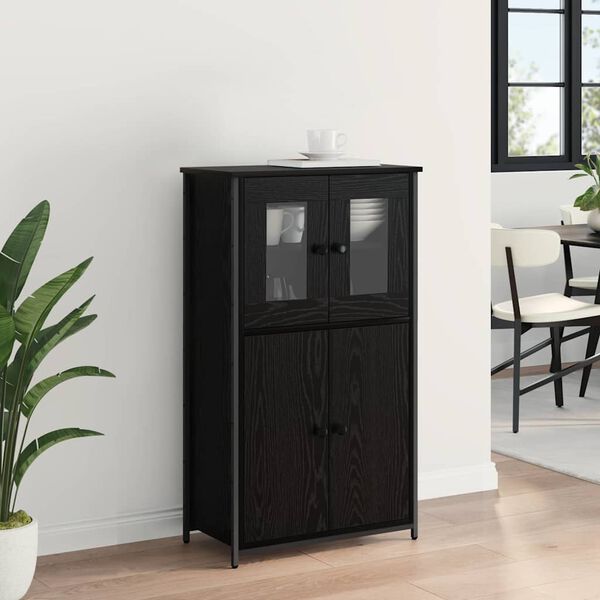 vidaXL Highboard &Mu;&alpha;ύ&rho;&eta; &Omicron;&xi;&upsilon;ά 62 x 32 x 106,5 &epsilon;&kappa; &Epsilon;&pi;&epsilon;&xi;&epsilon;&rho;&gamma;&alpha;&sigma;&mu;έ&nu;&omicron; &xi;ύ&lambda;&omicron;