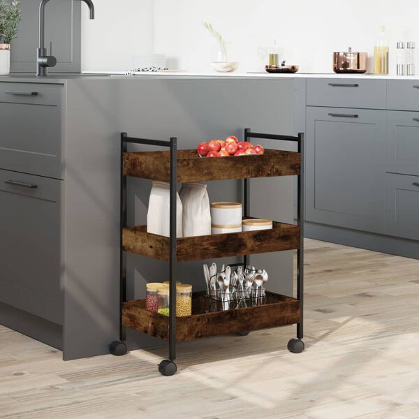 vidaXL Τρόλεϊ Κουζίνας Καπνιστή Δρυς 50x30x70 εκ. Επεξεργασμένο Ξύλο