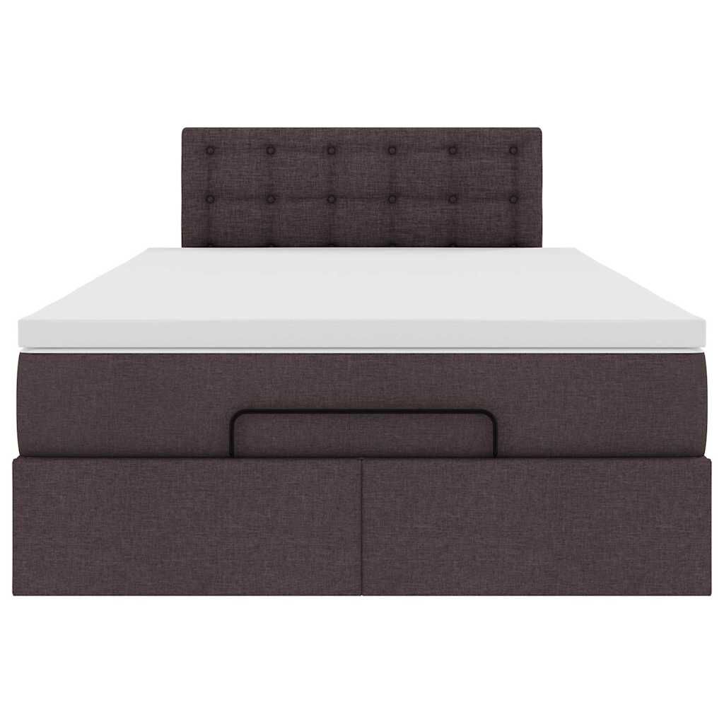 vidaXL Ottoman Κρεβάτι με Στρώμα Σκούρο Καφέ 120x200cm Ύφασμα