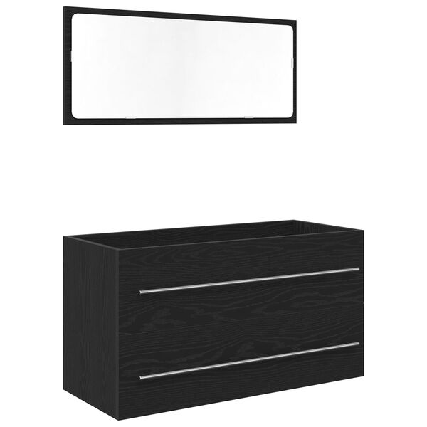 vidaXL Ντουλάπα με Καθρέφτη Μαύρη Βελανιδιά 90x45x1,5 εκ. Κατασκευασμένο Ξύλο