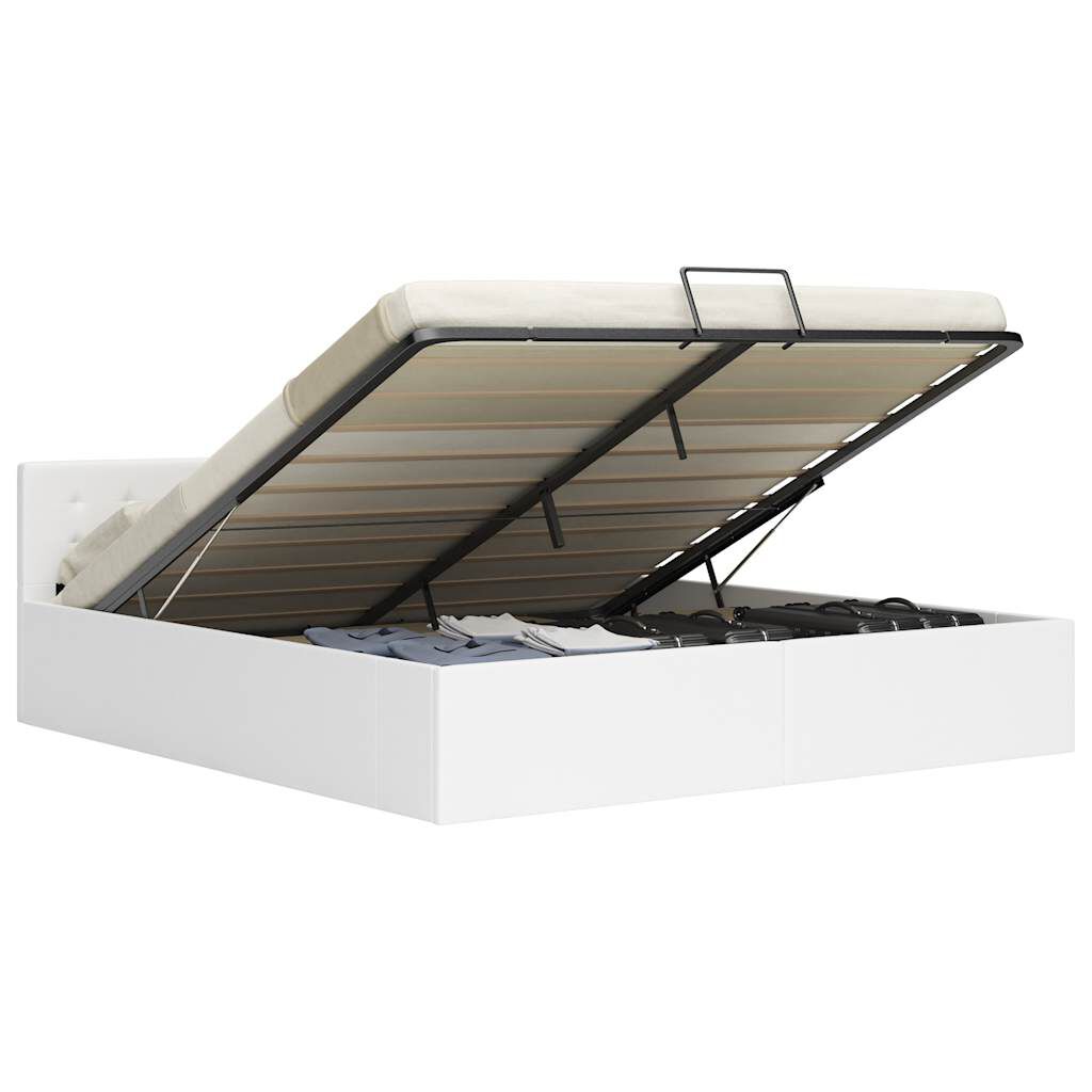 vidaXL Πλαίσιο Κρεβατιού με Αποθηκ. Χώρο Λευκό 180x200 εκ. Συνθ. Δέρμα