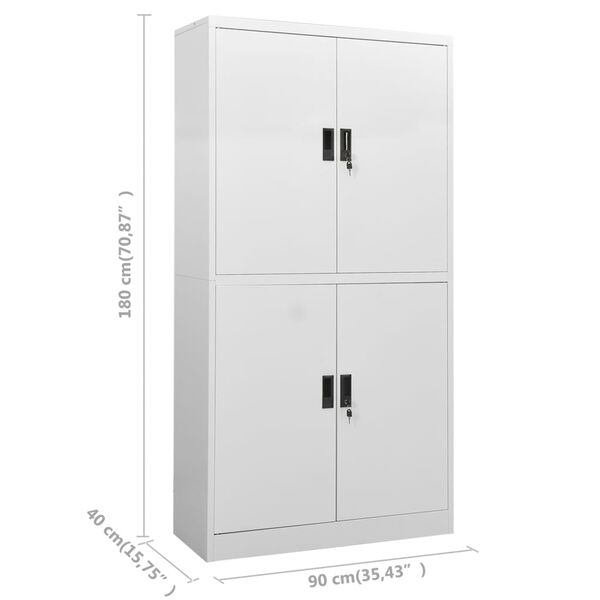 vidaXL Ντουλάπα Γραφείου 90 x 40 x 180 εκ. Ανοιχτό Γκρι Ατσάλινη