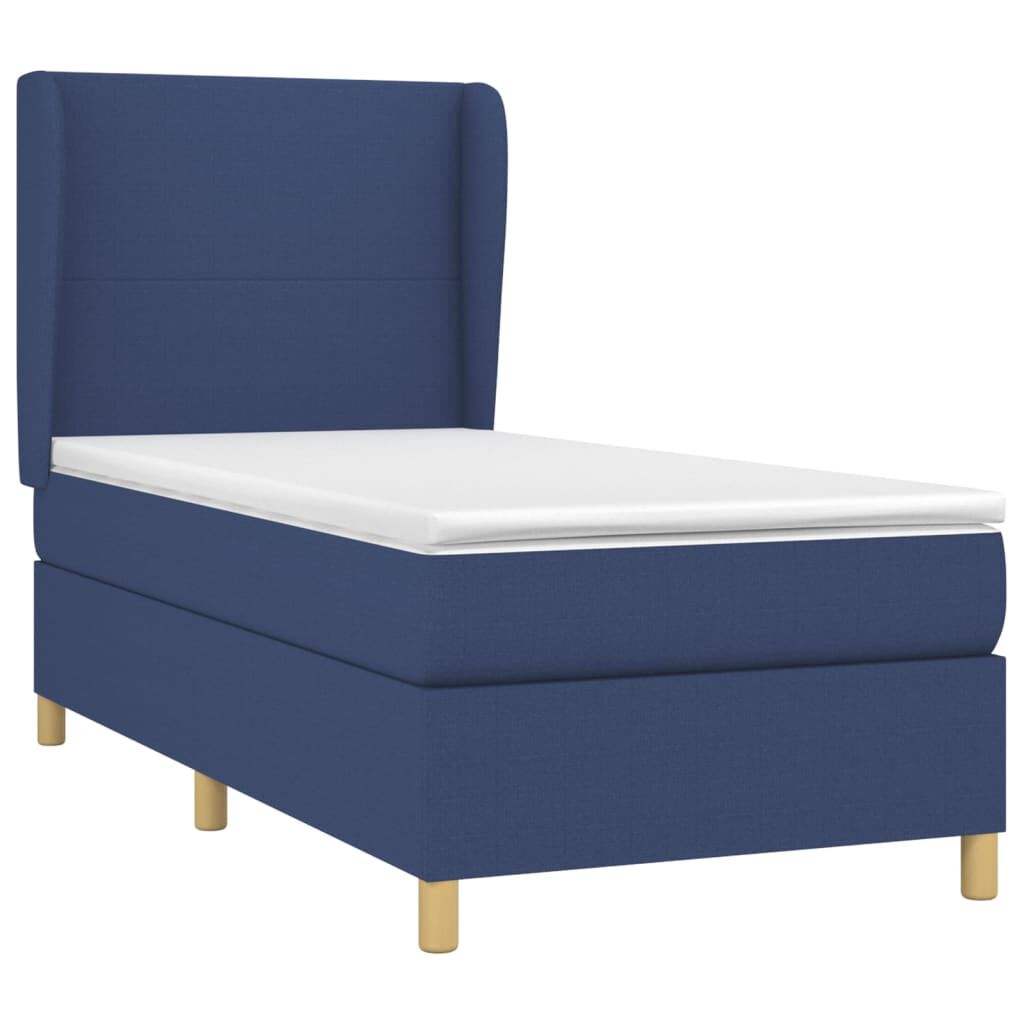 vidaXL Κρεβάτι Boxspring με Στρώμα Μπλε 100 x 200 εκ. Υφασμάτινο