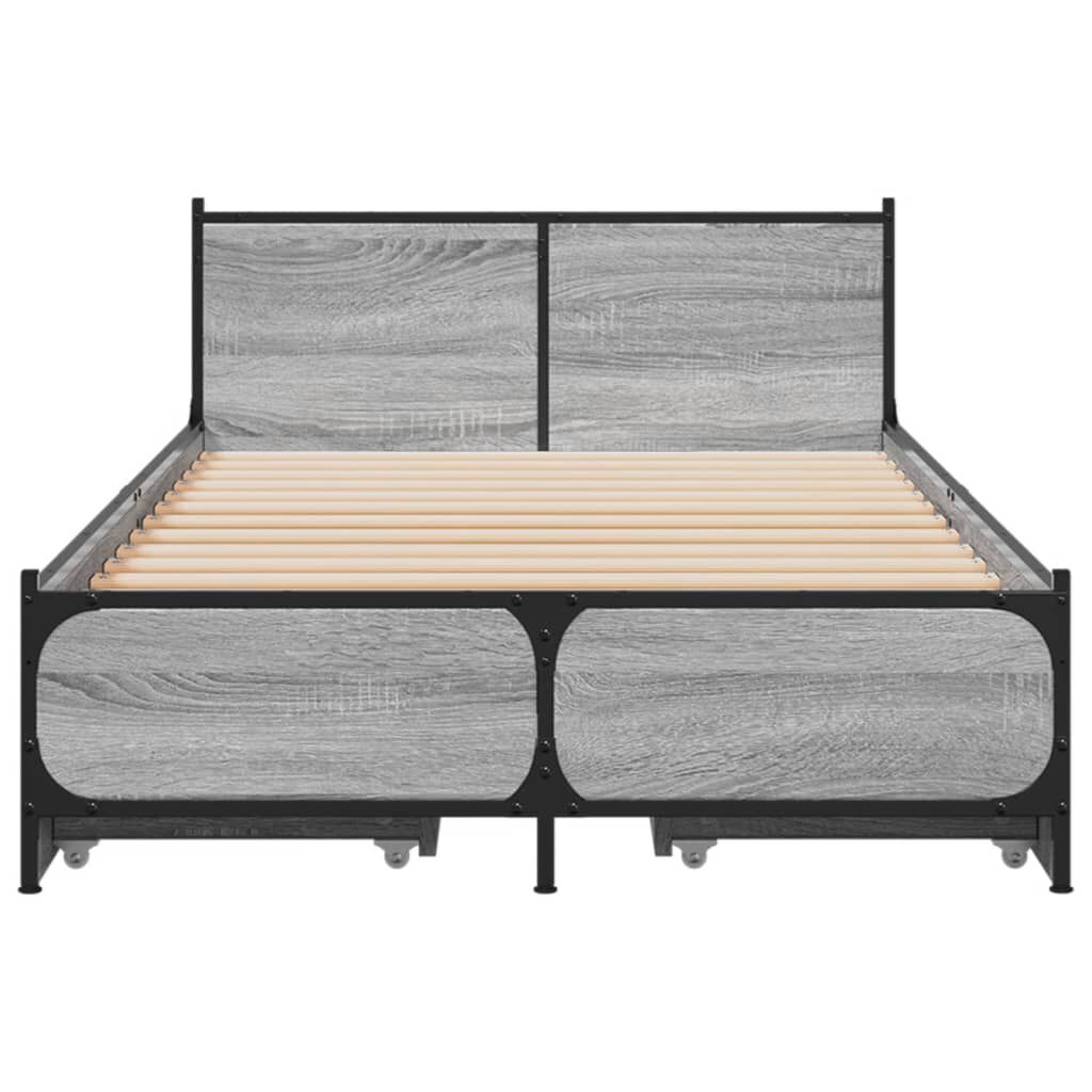 vidaXL Πλαίσιο Κρεβατιού με Συρτάρια Γκρι Sonoma 75x190 εκ. Επεξ. Ξύλο