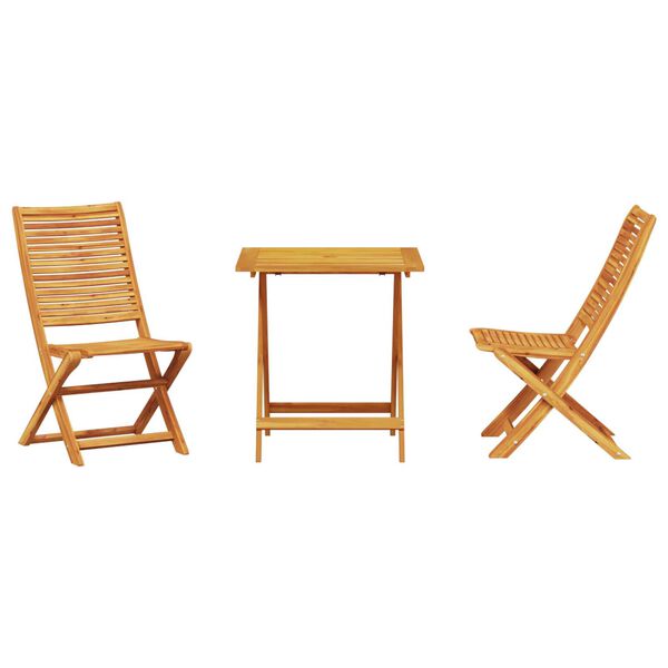 vidaXL Φορητό Σετ Μπιζερί Πτυσσόμενος 3 pcs Καφέ Μασίφ ξύλο ακακίας