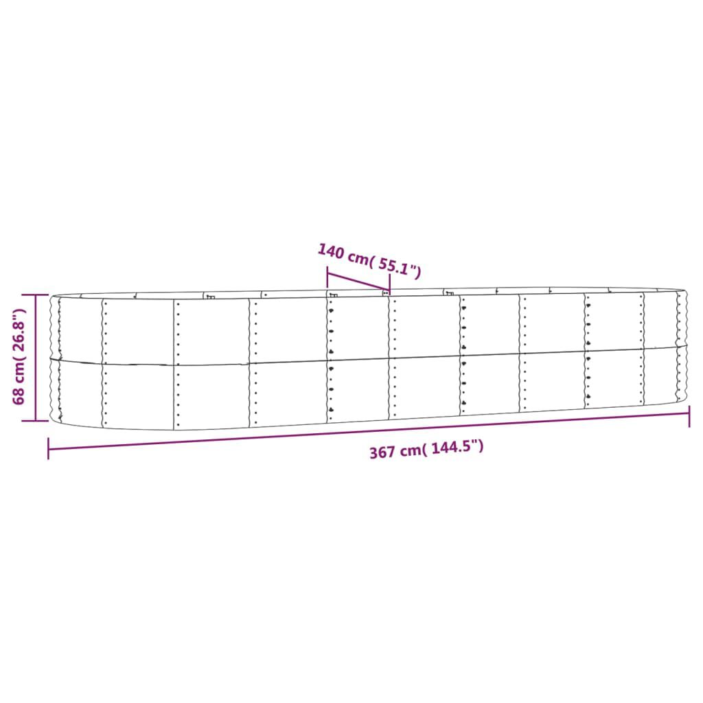 vidaXL Ζαρντινιέρα Γκρι 367x140x68 εκ. Ατσάλι με Ηλεκτρ. Βαφή Πούδρας