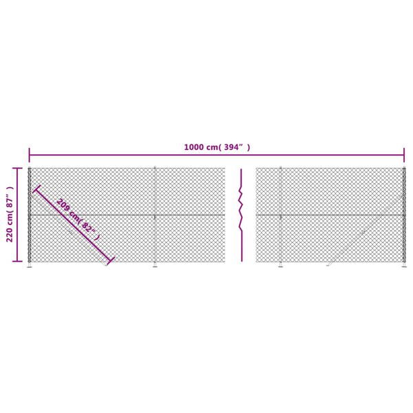 vidaXL Συρματόπλεγμα Περίφραξης Πράσινο 2,2 x 10 μ. με Βάσεις Φλάντζα