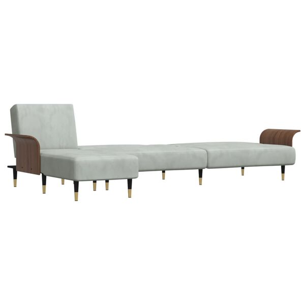 vidaXL Καναπές Κρεβάτι Γωνιακός Αν. Γκρι 279 x 140 x 70 εκ. Βελούδινος