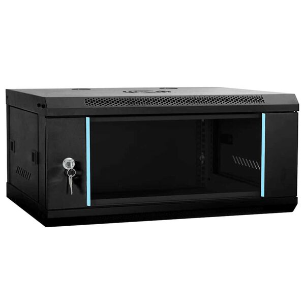 vidaXL Ντουλάπα δικτύου με αποθήκευση Μαύρο 60 x 35 x 28 εκ Ατσάλι