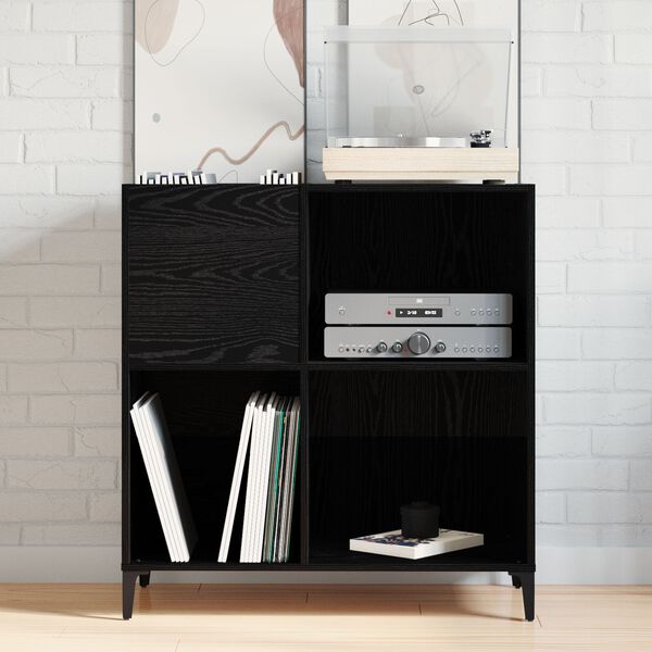 vidaXL Ντουλάπι Δίσκων Μαύρο Δρυς 84,5x38x89 εκ Επεξεργασμένο Ξύλο