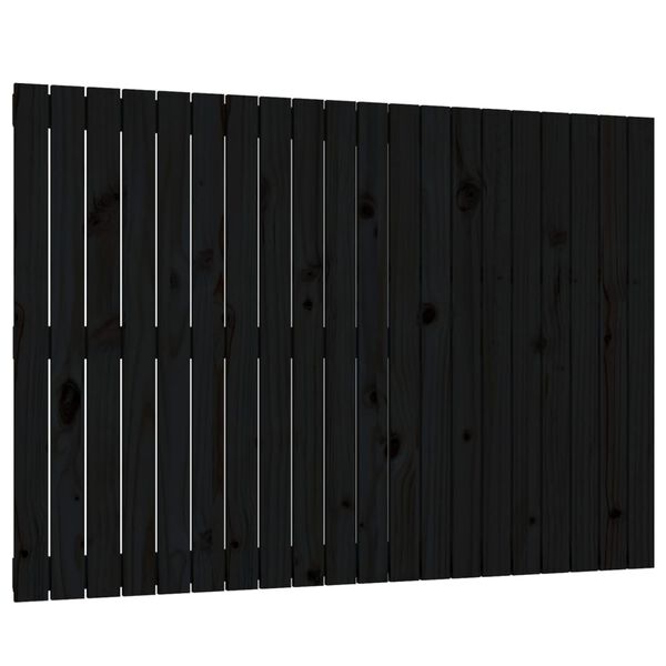 vidaXL Κεφαλάρι Τοίχου Μαύρο 127,5x3x90 εκ. από Μασίφ Ξύλο Πεύκου