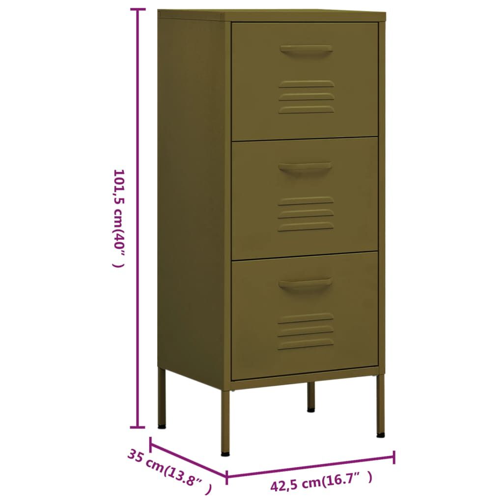 vidaXL Ντουλάπι Αποθήκευσης Πράσινο Λαδί 42,5x35x101,5 εκ. από Ατσάλι