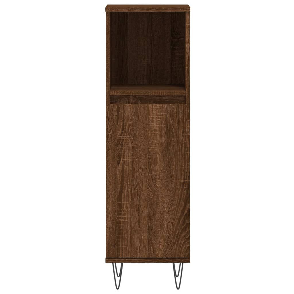 vidaXL Ντουλάπι Μπάνιου Καφέ Δρυς 30x30x100 εκ. Επεξεργασμένο Ξύλο