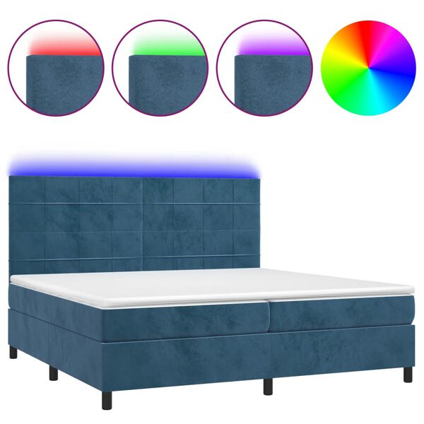 vidaXL &Kappa;&rho;&epsilon;&beta;ά&tau;&iota; Boxspring &mu;&epsilon; &Sigma;&tau;&rho;ώ&mu;&alpha; & LED &Sigma;&kappa;. &Mu;&pi;&lambda;&epsilon; 200x200&epsilon;&kappa;. &Beta;&epsilon;&lambda;&omicron;ύ&delta;&iota;&nu;&omicron;