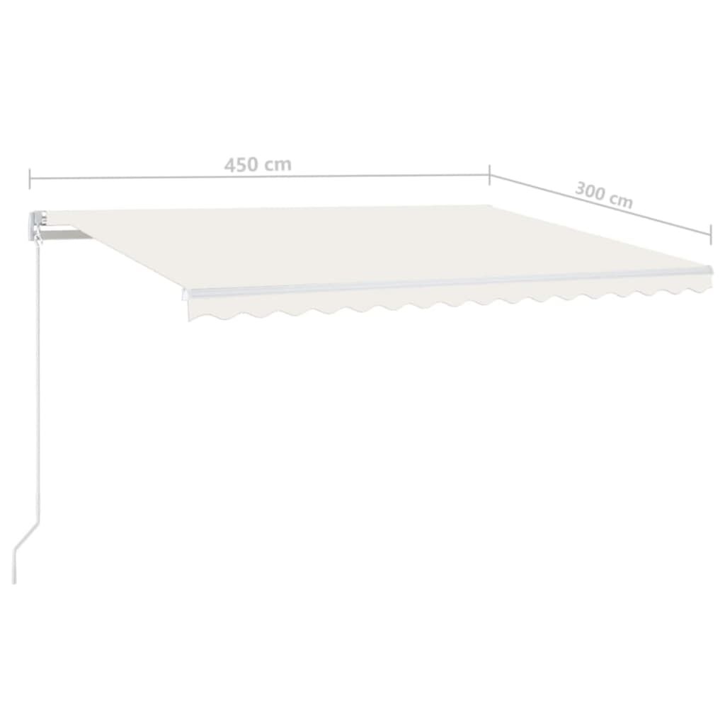 vidaXL Τέντα Συρόμενη Χειροκίνητη με LED Κρεμ 450 x 300 εκ.