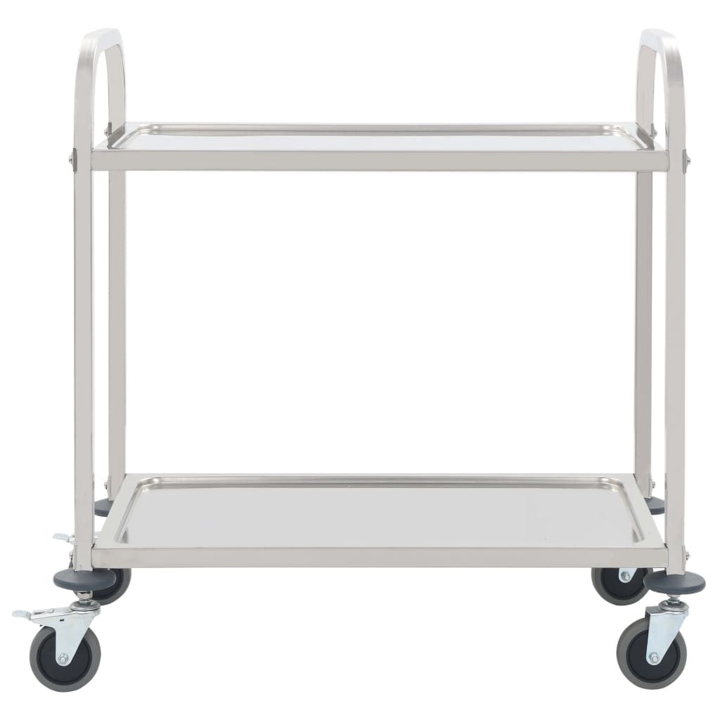 vidaXL Τρόλεϊ Κουζίνας με 2 Ράφια 95x45x83,5 εκ. από Ανοξείδωτο Ατσάλι