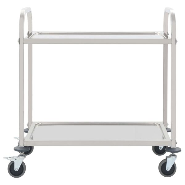 vidaXL Τρόλεϊ Κουζίνας με 2 Ράφια 95x45x83,5 εκ. από Ανοξείδωτο Ατσάλι
