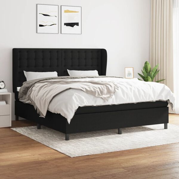 vidaXL &Kappa;&rho;&epsilon;&beta;ά&tau;&iota; Boxspring &mu;&epsilon; &Sigma;&tau;&rho;ώ&mu;&alpha; &Mu;&alpha;ύ&rho;&omicron; 180x200 &epsilon;&kappa;. &Upsilon;&phi;&alpha;&sigma;&mu;ά&tau;&iota;&nu;&omicron;