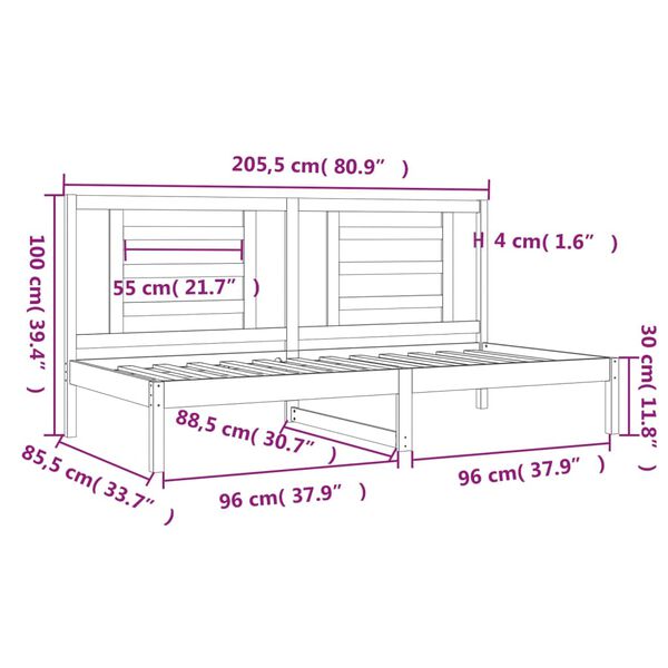 vidaXL Καναπές Κρεβάτι Χωρίς Στρώμα Λευκό 80x200 εκ. Μασίφ Ξύλο Πεύκου