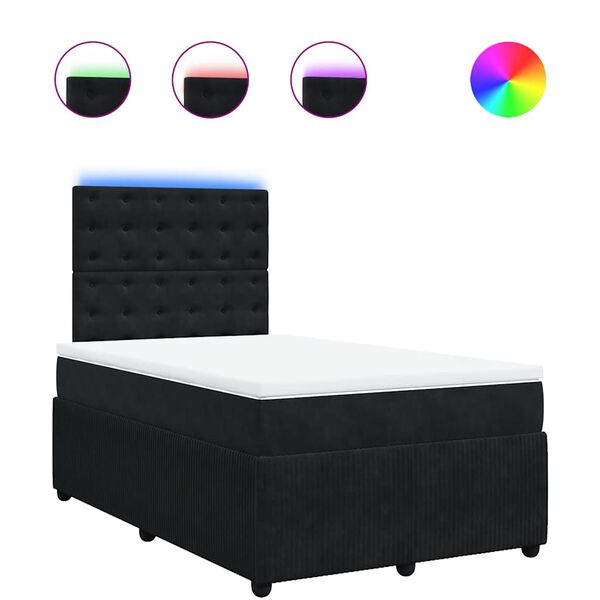 vidaXL Κρεβάτι Boxspring με Στρώμα Μαύρο 120x190 εκ. Βελούδινο