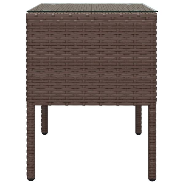 vidaXL Βοηθητικό Τραπεζάκι Καφέ 53x37x48 εκ. Συνθ. Ρατάν/ Ψημένο Γυαλί