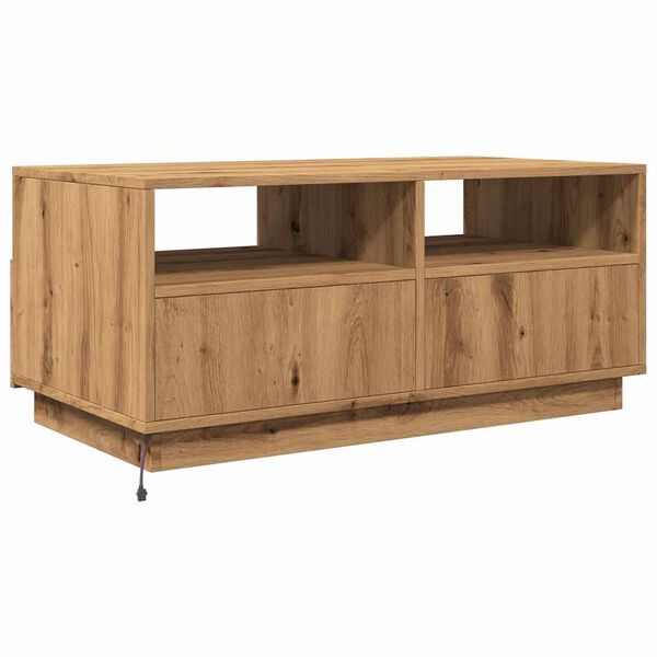 vidaXL Τραπεζάκι Σαλονιού με LED Artisan Δρυς 90 x 49 x 40 εκ.