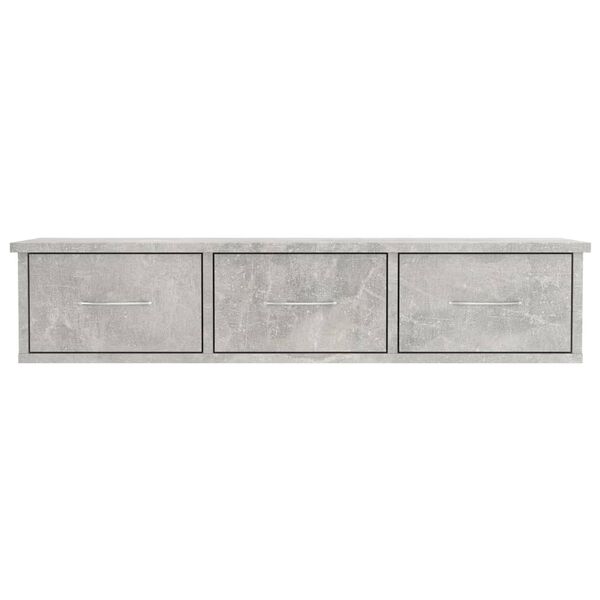 vidaXL Ράφι Τοίχου με Συρτάρια Γκρι Σκυροδ. 88x26x18,5 εκ. Επεξ. Ξύλο