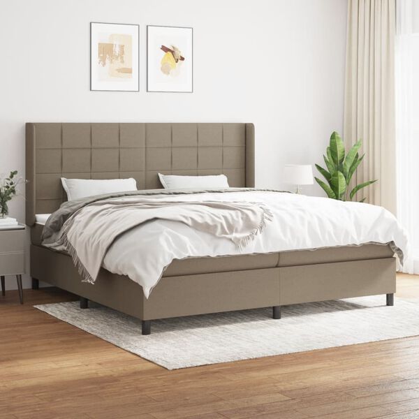 vidaXL &Kappa;&rho;&epsilon;&beta;ά&tau;&iota; Boxspring &mu;&epsilon; &Sigma;&tau;&rho;ώ&mu;&alpha; Taupe 200x200 &epsilon;&kappa;. &Upsilon;&phi;&alpha;&sigma;&mu;ά&tau;&iota;&nu;&omicron;