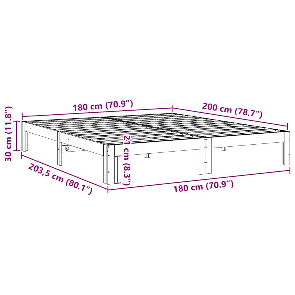 vidaXL Σκελετός Κρεβ. Χωρίς Στρώμα Καφέ Κεριού 180x200 εκ Μασίφ Πεύκο