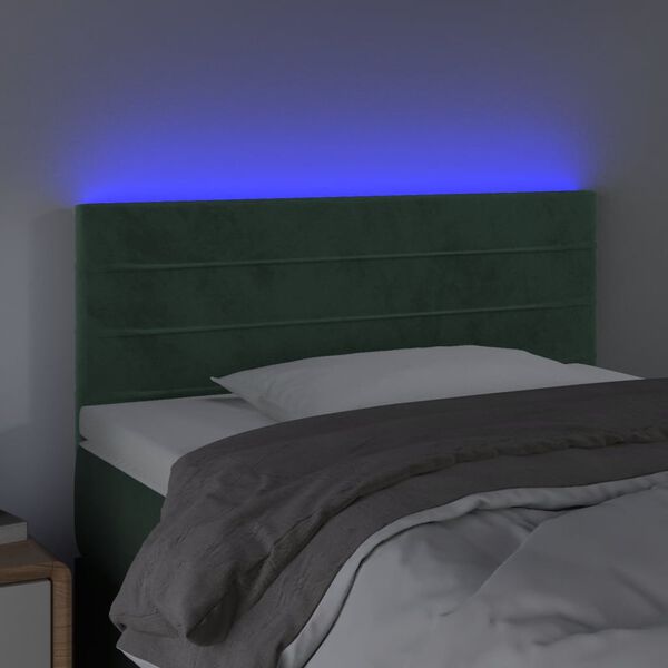 vidaXL Κεφαλάρι Κρεβατιού LED Σκούρο Πράσινο 80x5x78/88 εκ. Βελούδινο