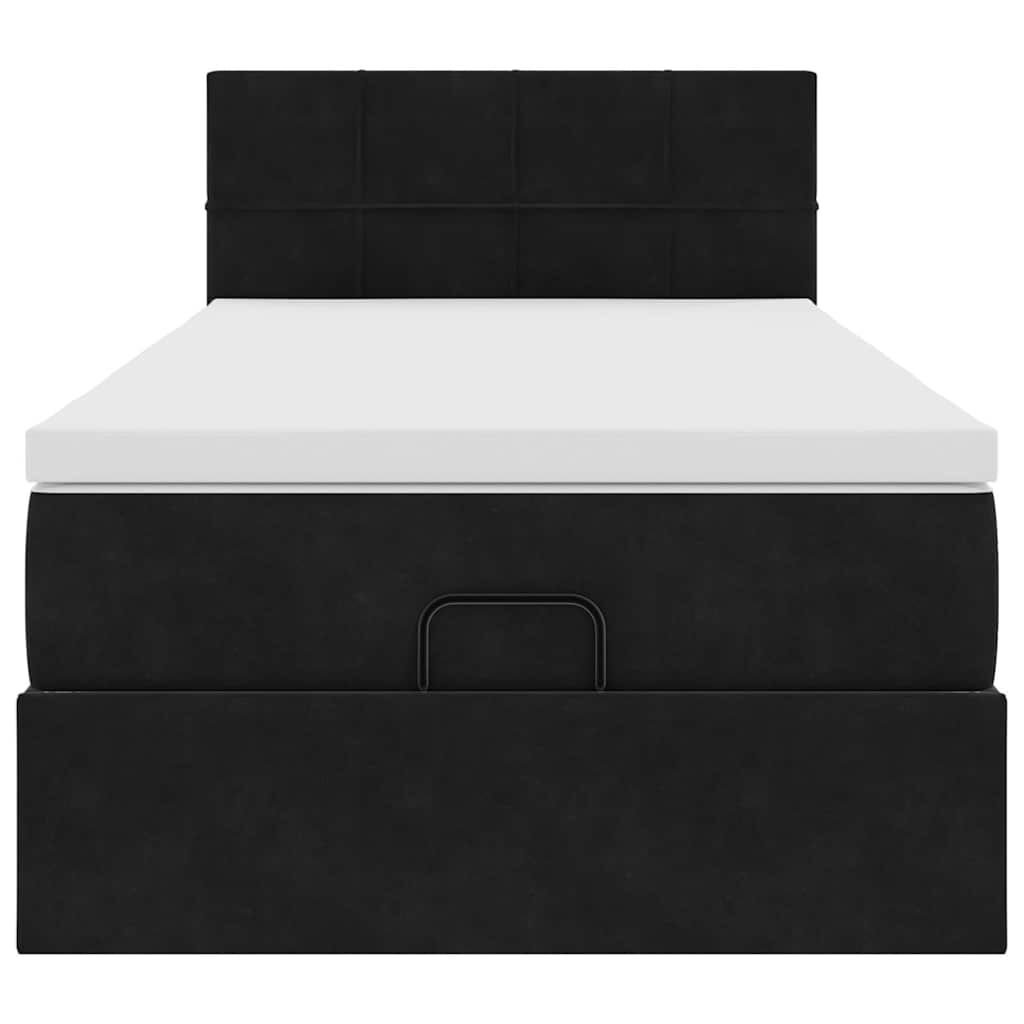 vidaXL Οθωμανικό κρεβάτι με στρώμα & LEDs Μαύρο 90x190cm Velvet