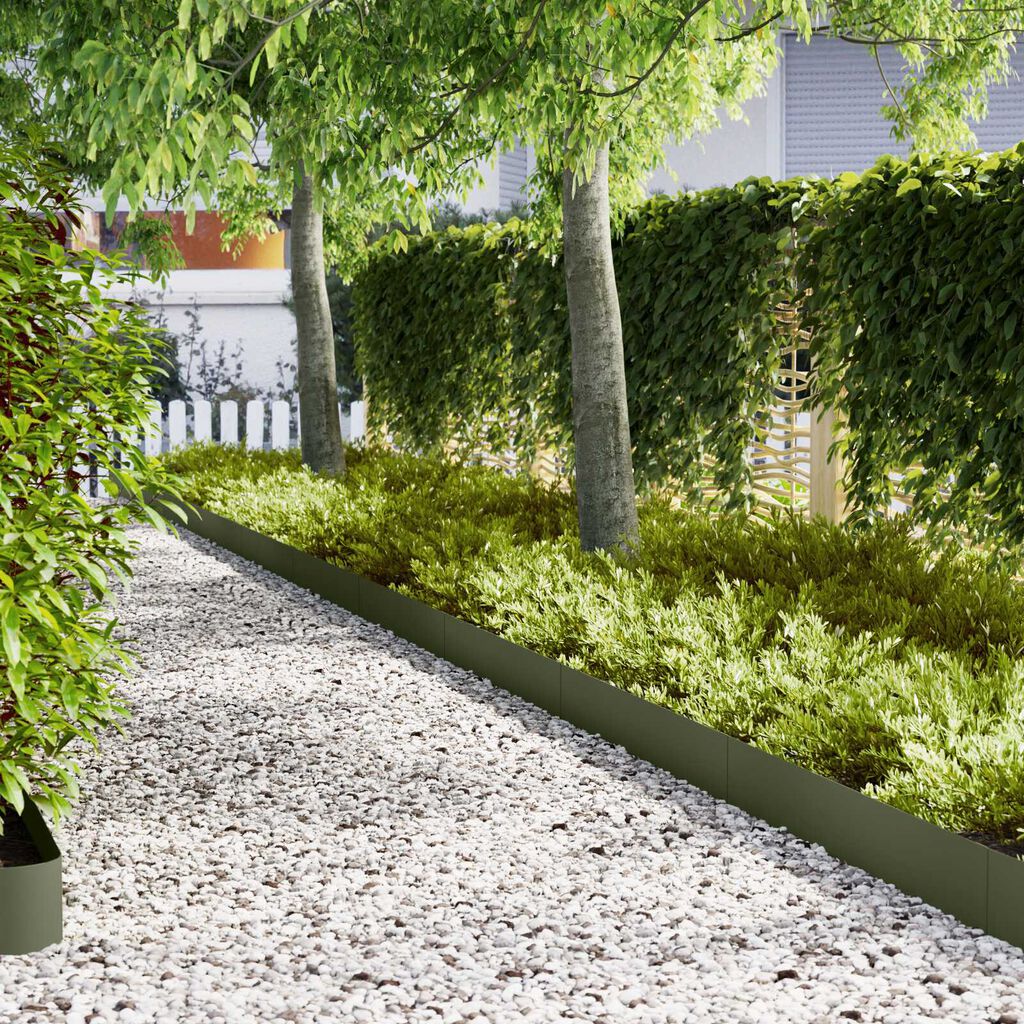 vidaXL Περιγράμματα γκαζόν 20 pcs Λαδί 100 x 0.5 x 20 εκ Ατσάλι