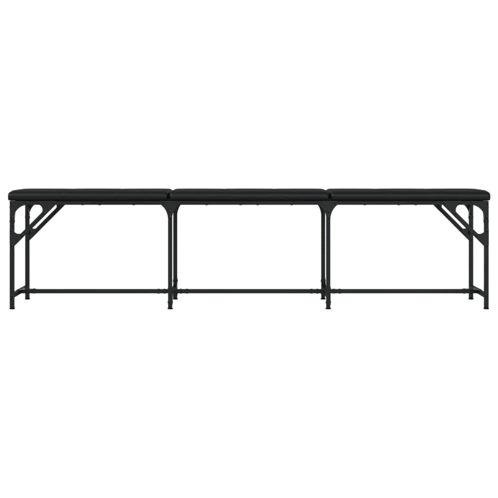vidaXL Πάγκος Τραπεζαρίας Μαύρος 186x32x45 εκ. Ατσάλι/Συνθετικό Δέρμα