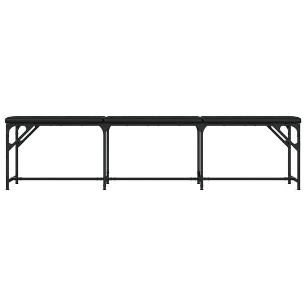 vidaXL Πάγκος Τραπεζαρίας Μαύρος 186x32x45 εκ. Ατσάλι/Συνθετικό Δέρμα
