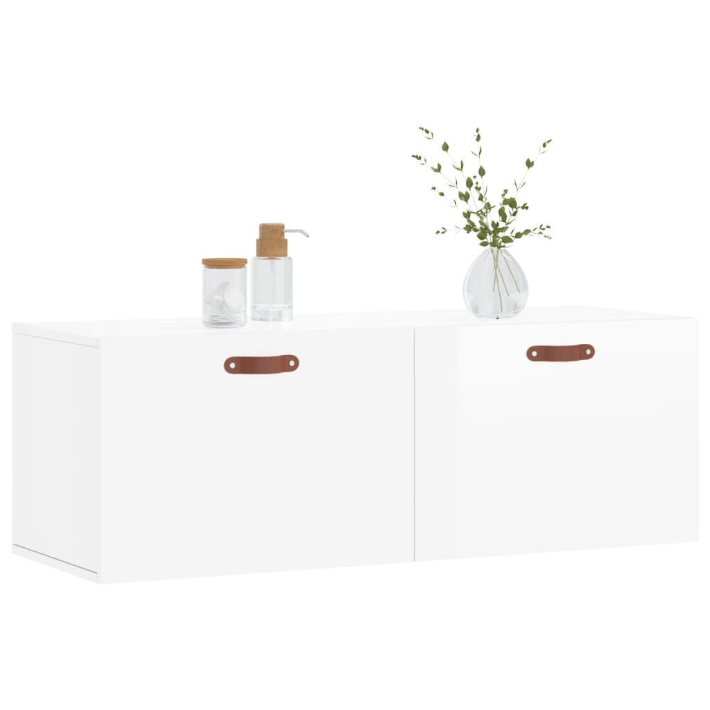 vidaXL Ντουλάπι Τοίχου Γυαλ. Λευκό 100 x 36,5 x 35 εκ. Επεξεργ. Ξύλο