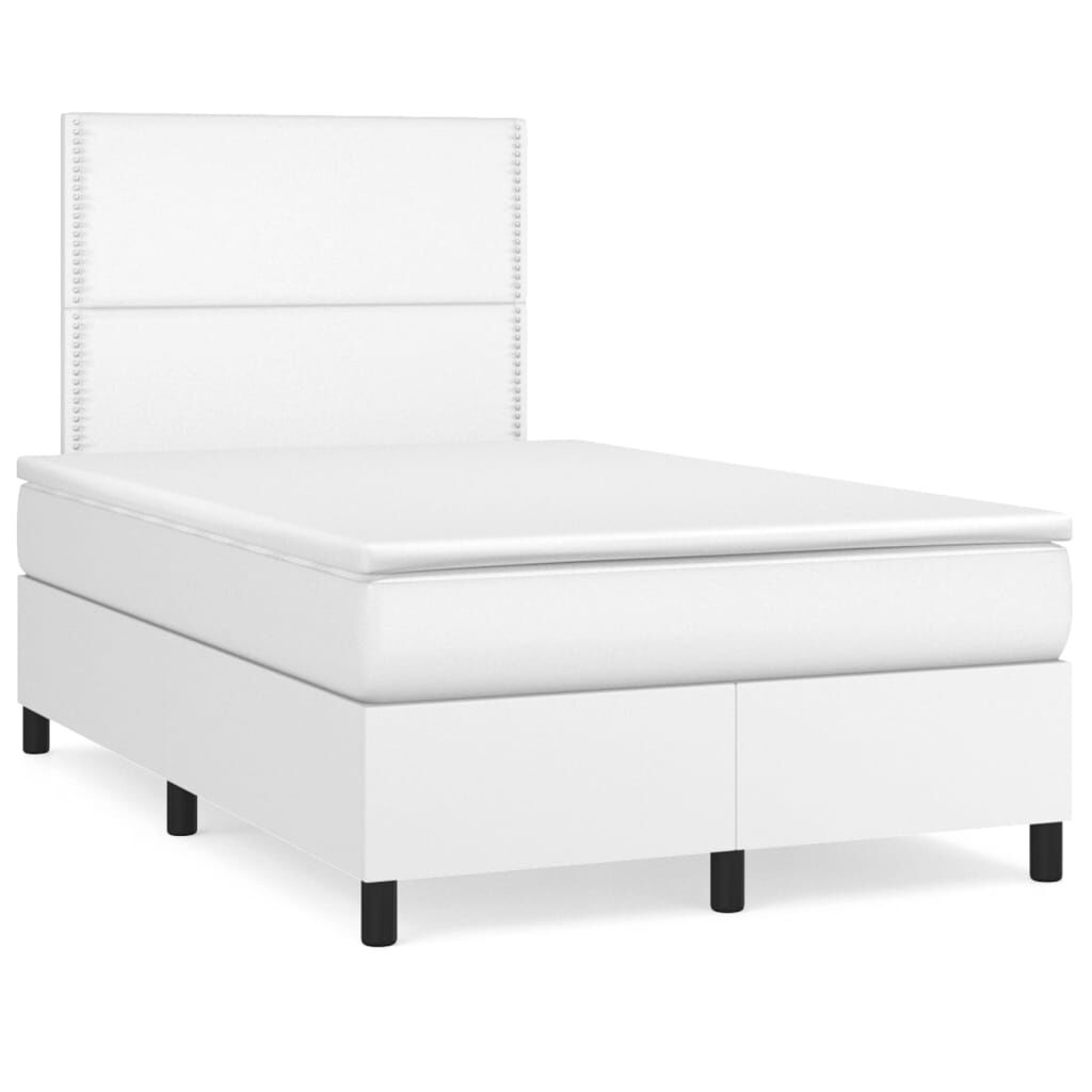 vidaXL Κρεβάτι Boxspring με Στρώμα Λευκό 120x200εκ.από Συνθετικό Δέρμα