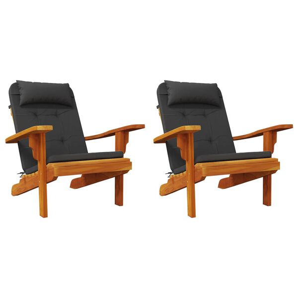 vidaXL Μαξιλάρια Καρέκλας Adirondack 2 τεμ. Μαύρα από Ύφασμα Oxford