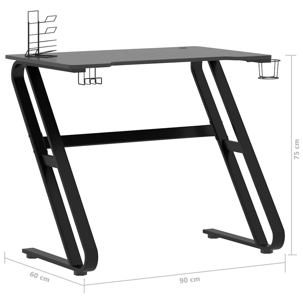 vidaXL Γραφείο Gaming Μαύρο 90 x 60 x 75 εκ. με Πόδια σε Σχήμα ΖΖ