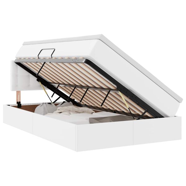 vidaXL Κρεβάτι με αποθηκευτικό χώρο και LED Λευκό 120 x 190 cm