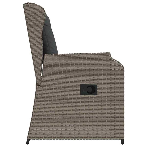 vidaXL Παγκάκι κήπου με μαξιλάρι 2 pcs Γκρι Πολυ ράταν