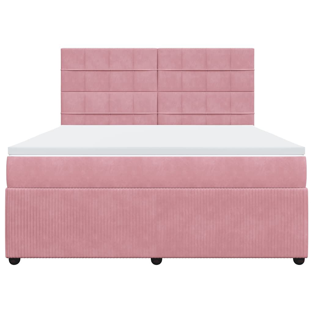 vidaXL Κρεβάτι Boxspring με Στρώμα Ροζ 180x200 εκ. Βελούδινο