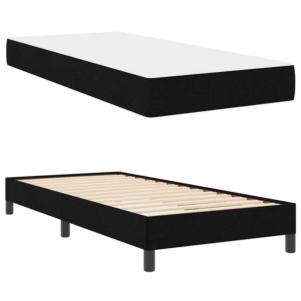 vidaXL Κρεβάτι με ελατήρια με στρώμα Μαύρο 100 x 200 cm ύφασμα