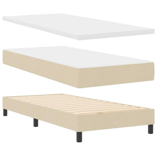vidaXL Κρεβάτι με ελατήρια με στρώμα Κρεμ 90 x 190 cm ύφασμα