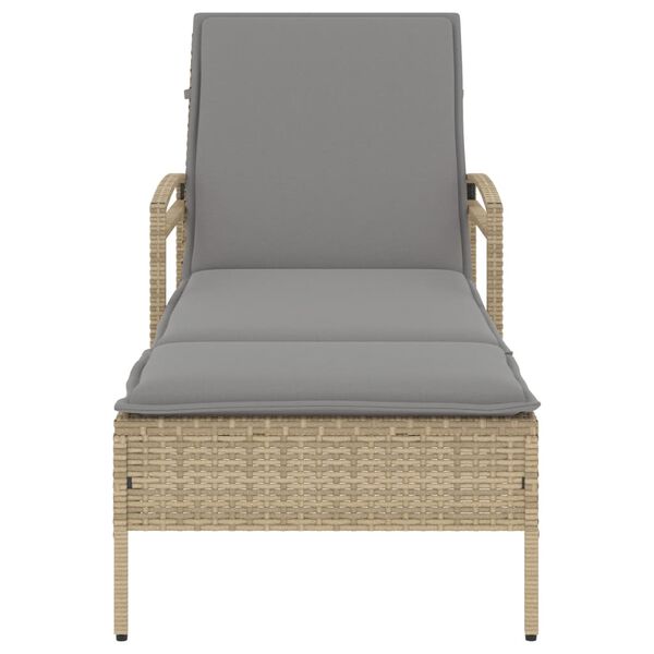 vidaXL Ξαπλώστρα Μπεζ 63x200x81 εκ. από Συνθετικό Ρατάν με Μαξιλάρι