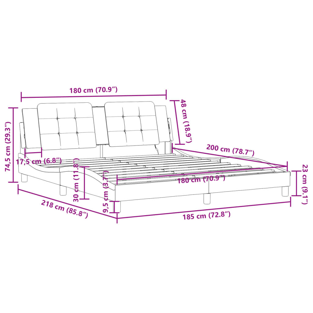 vidaXL Πλαίσιο Κρεβατιού με LED Καπουτσίνο 180x200 εκ. Συνθετικό Δέρμα