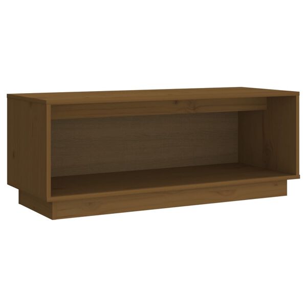 vidaXL Έπιπλο Τηλεόρασης Καφέ Μελί 90x35x35εκ από Μασίφ Ξύλο Πεύκου