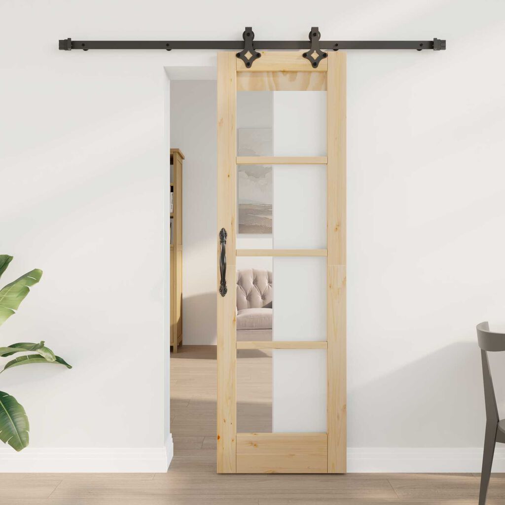 vidaXL Συρόμενη Πόρτα ORKDAL Καφέ 61 x 198.5 εκ. Ξύλο και μέταλλο