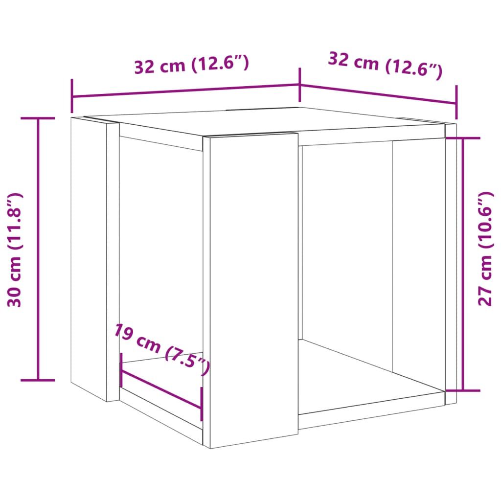 vidaXL Τραπεζάκι Σαλονιού Γκρι Σκυροδ. 32x32x30 εκ. Επεξεργασμένο Ξύλο