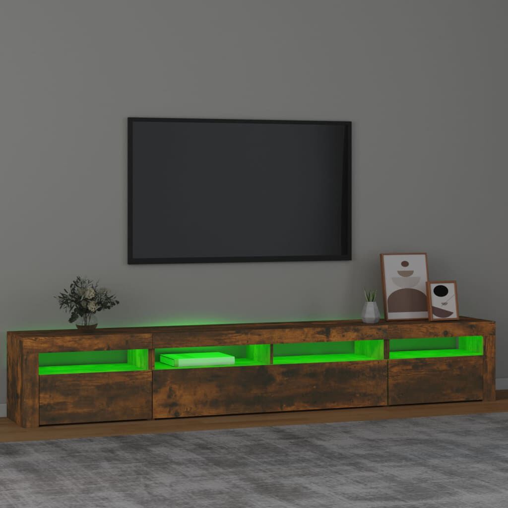 vidaXL Έπιπλο Τηλεόρασης με LED Καπνιστή Δρυς 240x35x40 εκ.